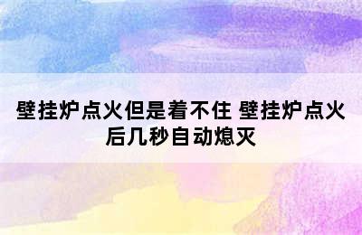 壁挂炉点火但是着不住 壁挂炉点火后几秒自动熄灭